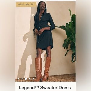 Faherty NWOT Legend Sweater Dress - XXS Heathered Black Twill
